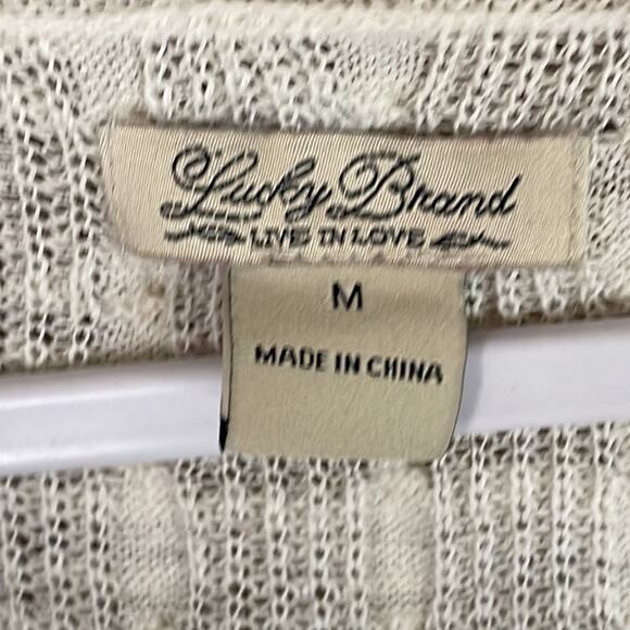 Lucky Brand Ivory Pink Ombre Long Sleeve Sweater Top Size Medium - Picture 4 of 7